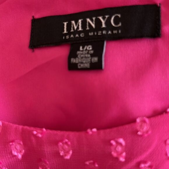 2/20. 
IMNYC Isaac Mizrahi Pink Lined with Sheer Pink Swiss Polka Blouse - Picture 6 of 10